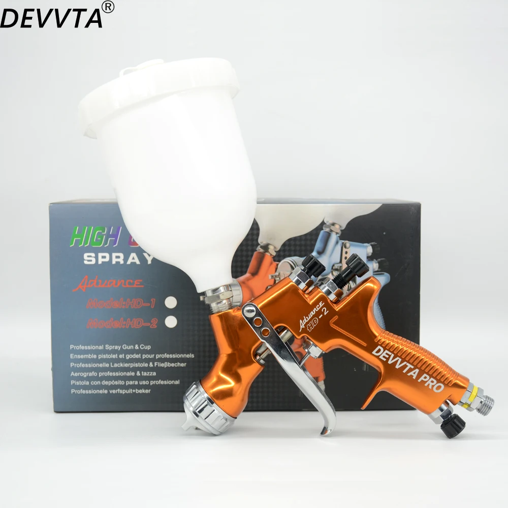 DEVVTA Pro HD-2 Gravity Feed Spray Paint Gun for All Auto Paint ,Furniture with 600 ML Paint Cup 1.3 mm Tip Water Based Airbrush