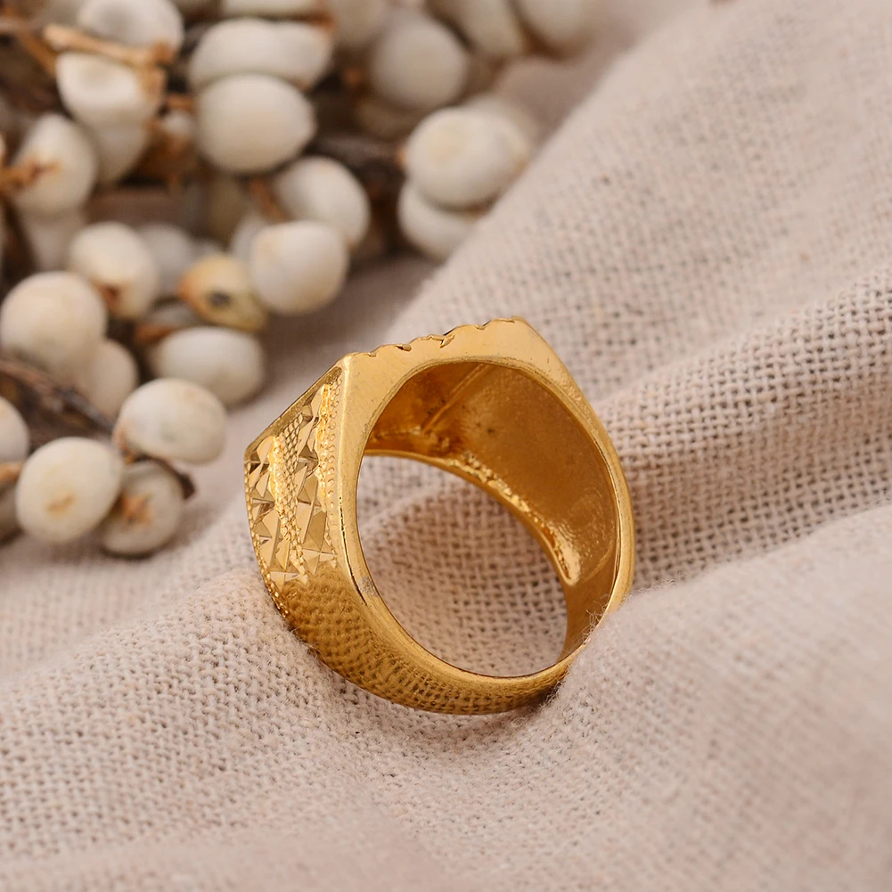 Dubai African Small  Gold Color Rings for Women Girls Arabian Middle East Jewellery Ring  Woman Mama Best Gifts