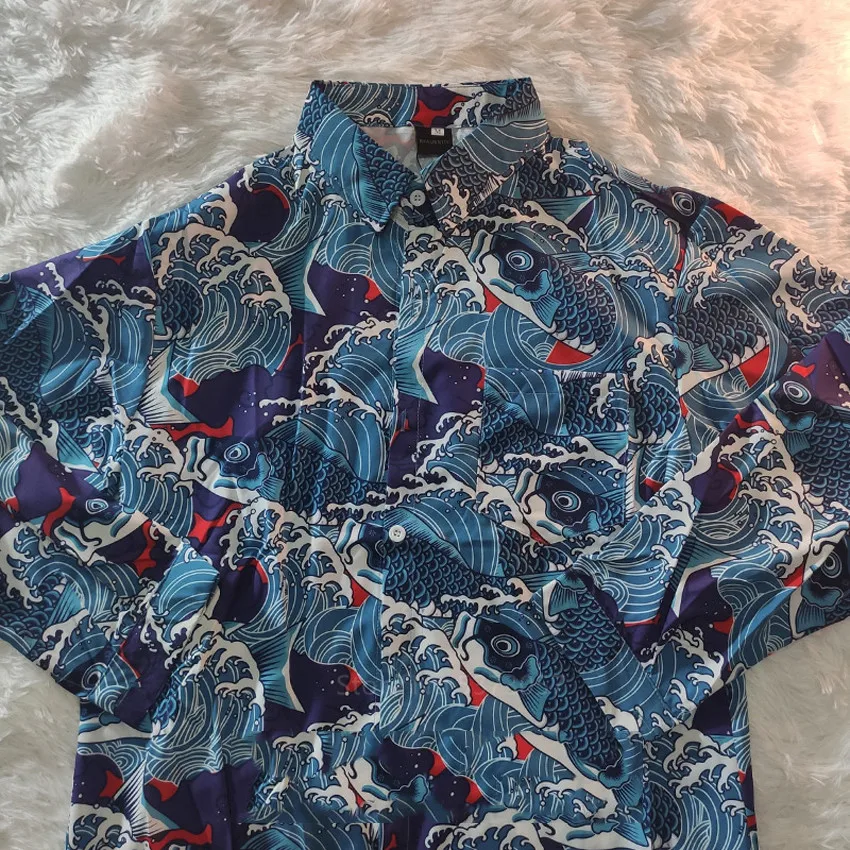 

Japanese Style Streetwear Fashion Traditional Kimono Men Women Cosplay Vintage Clothing Long Sleeve Floral Printing Shirt Yukata