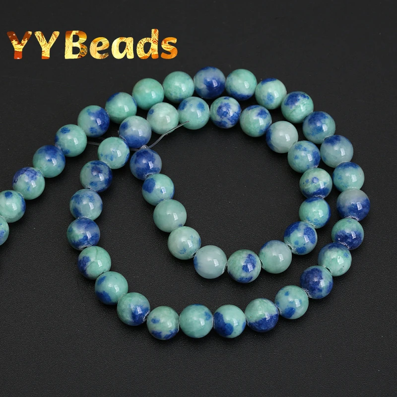 Natural Ink Blue Persian Jades Stone Beads Blue Green Jades Loose Smooth Spacer Beads For Jewelry Making Necklace Earring 6-12mm