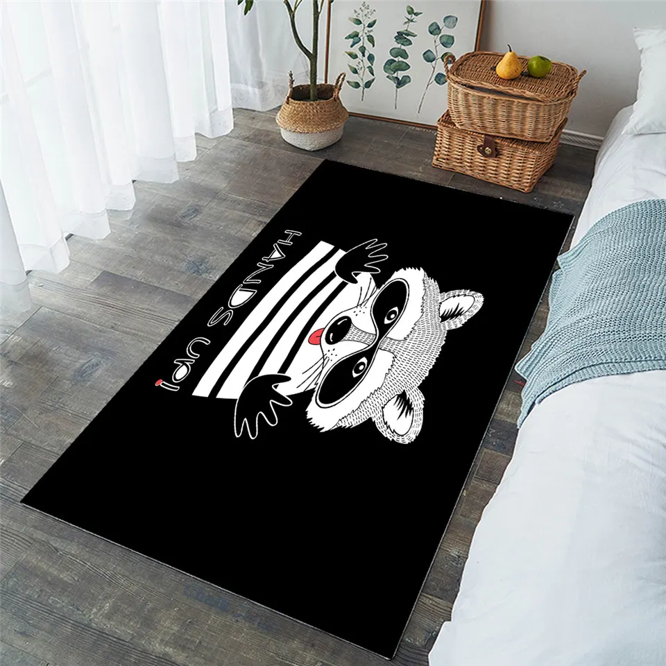 BeddingOutlet Raccoon Large Carpet for Living Room Cartoon Floor Mat Doodle Animal Portrait Area Rug 152x244cm Thief Mask Tapete