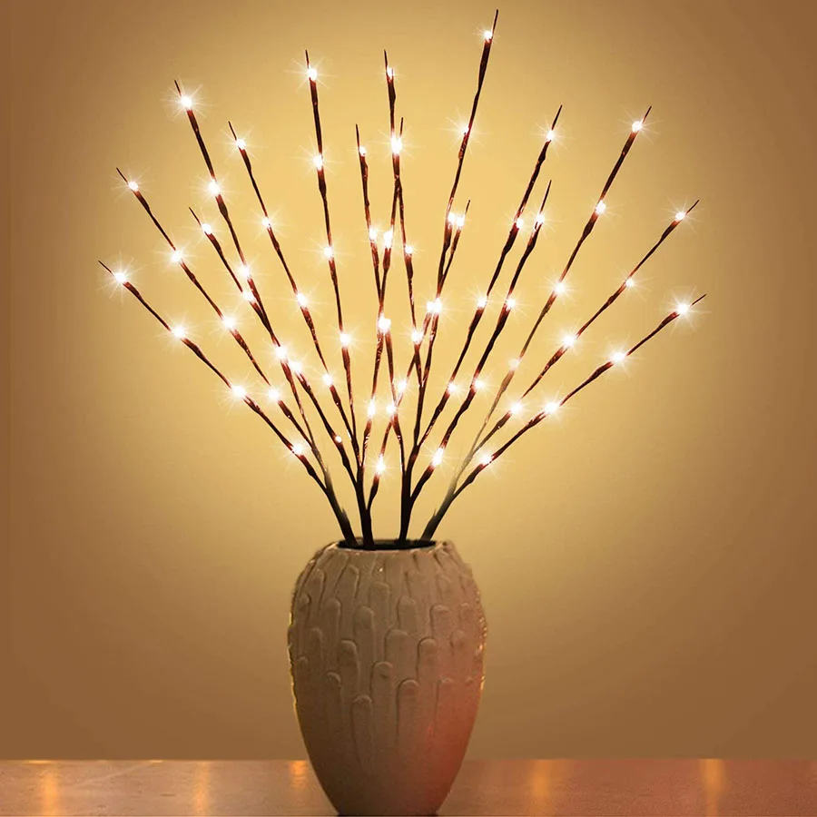 LED Branch Light Battery Operated Lighted Branch Vase Filler Willow Tree Artificial Little Twig Power Brown 70CM 20 LED For Home