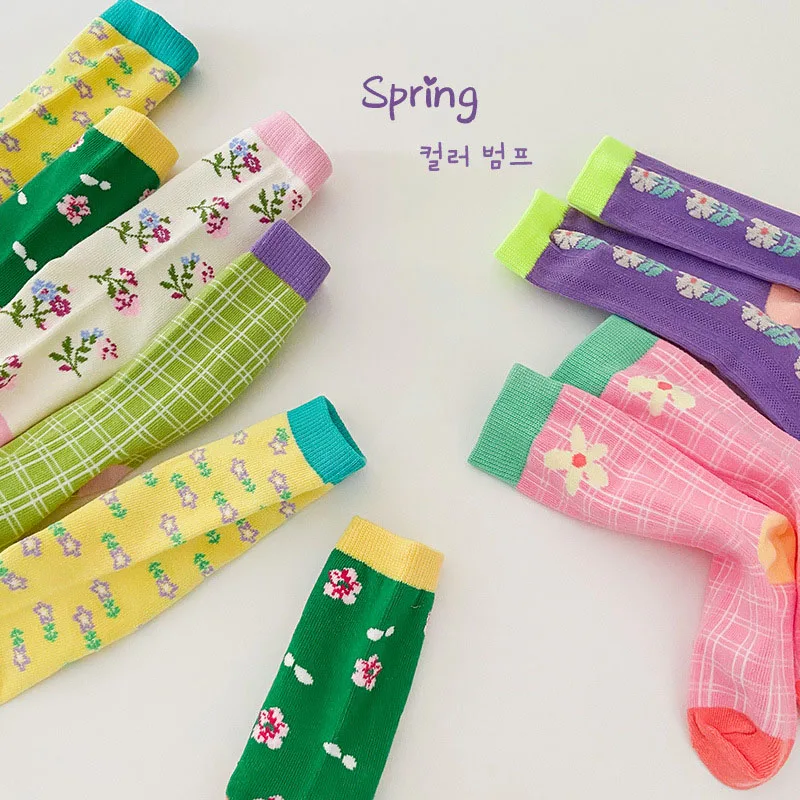 MILANCEL Kids Socks Floral Cotton Girls Socks Korean Casual Children Socks