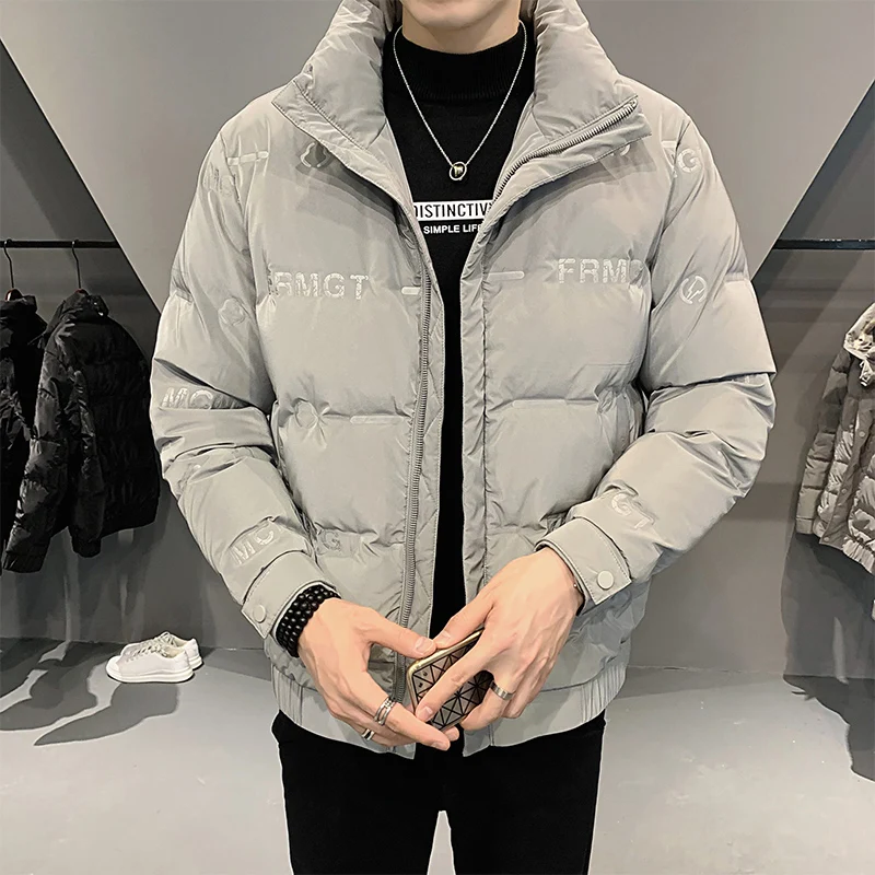 Down jacket men's conventional winter coat loose fashion men's stand-up collar casual brand white duck down warm coat for daily