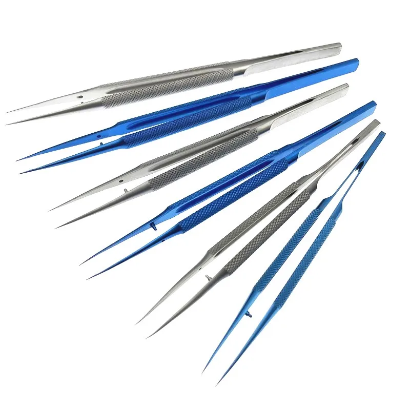 14CM Titanium /Stainless Steel Ophthalmic Tweezers Micro Forceps Round Handle Ophthalmic Dental Instruments 1pcs