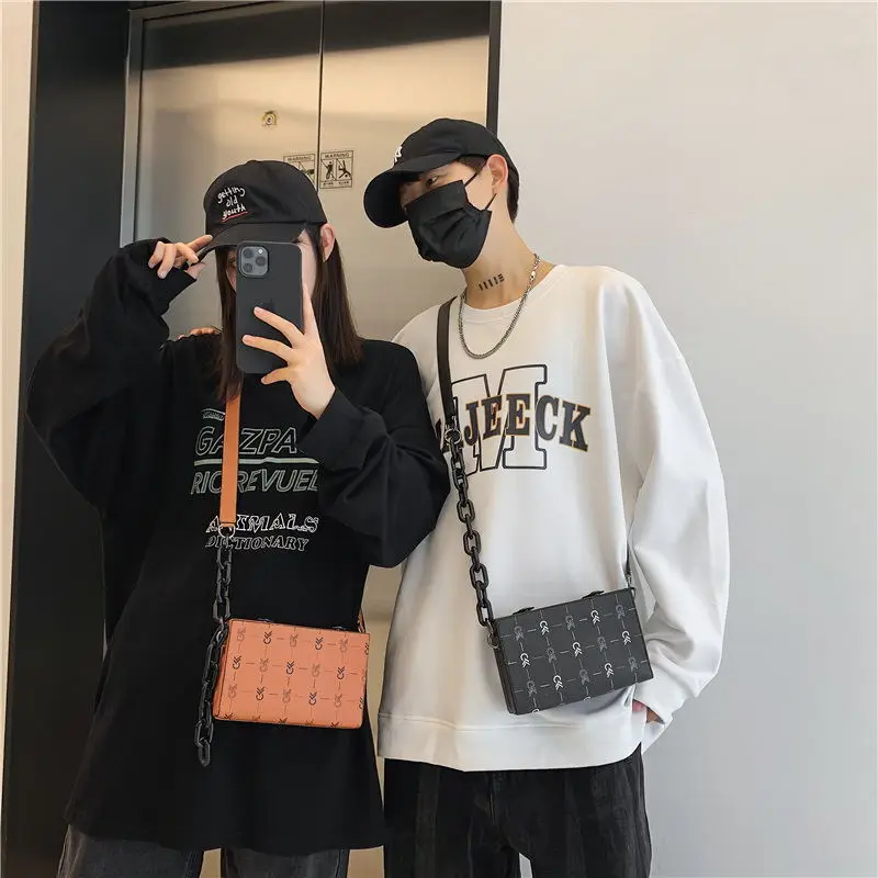 Couple Bag Fashion Brand Personality Messenger Bag Shoulder Bag Japanese Chain Square Box Bag Mobile Phone Bag