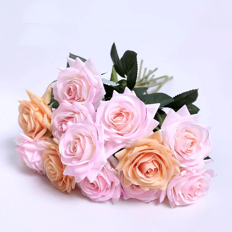 

Free Shipping(10pcs/Lot) Fresh Rose Artificial Flowers Real Touch Rose Flowers Home Decorations for Wedding Party Birthday Gift