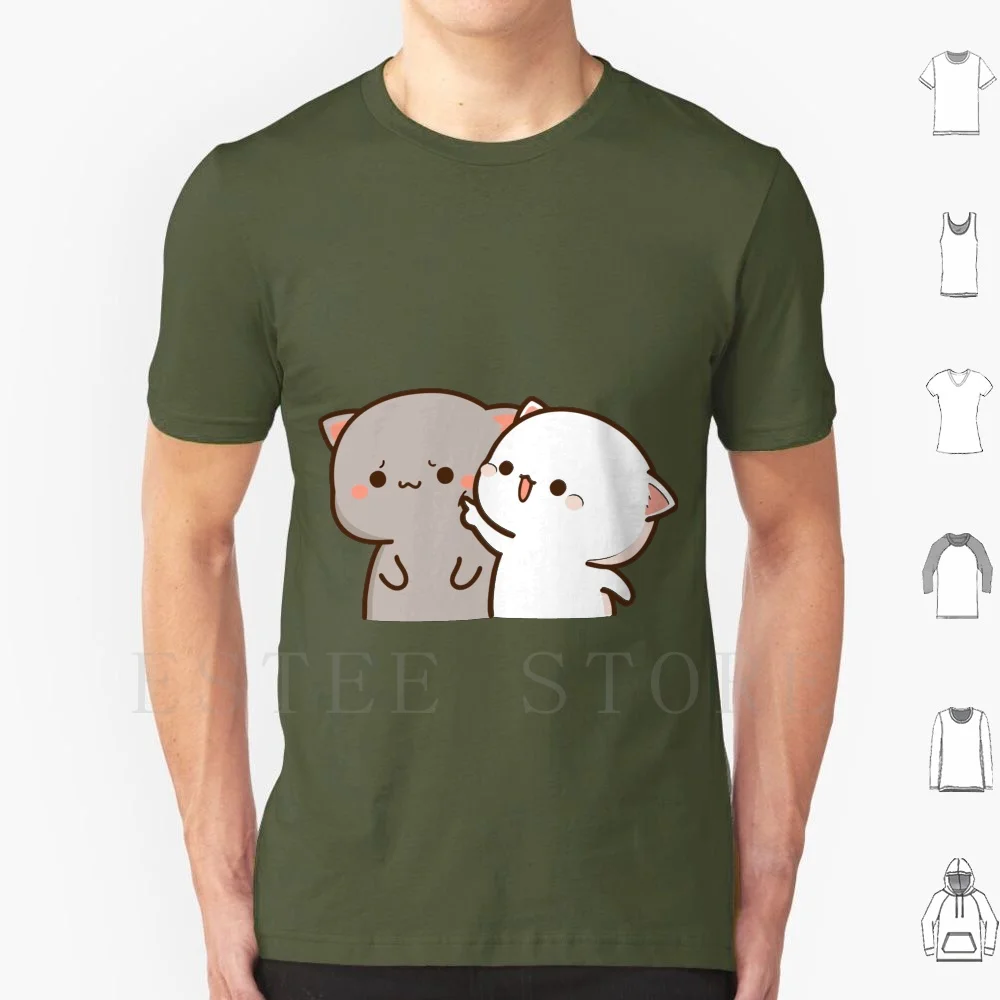 Camiseta Peach y Goma, diseño DIY, talla grande, 100% algodón, Peach Cat, Goma Mochi Cat, Kitty, linda, romántica, Kawaii, Peach y Goma lamiéndose