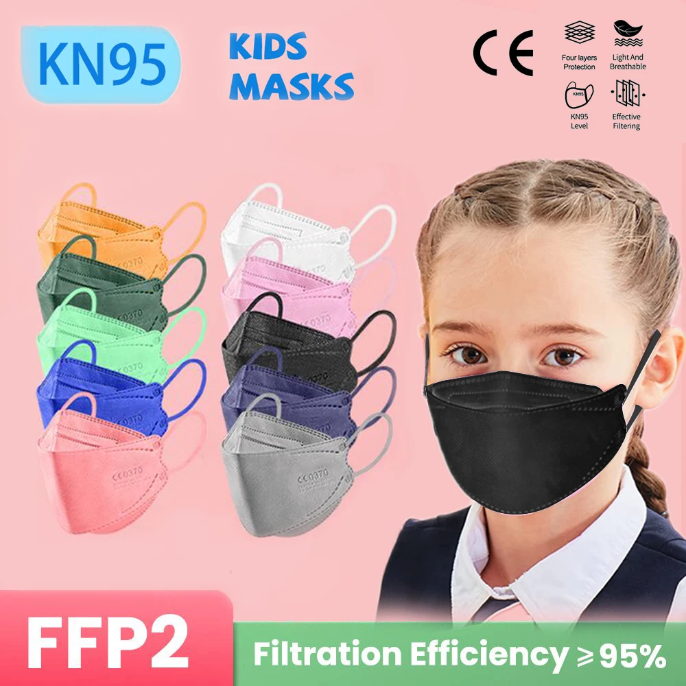 10-200PCS Mascarillas Niños CE FFP2 Face Masks Children KN95 Safe Reusable Mouth Mask Mascarilla FPP2 Homologada 4 Layers Mask