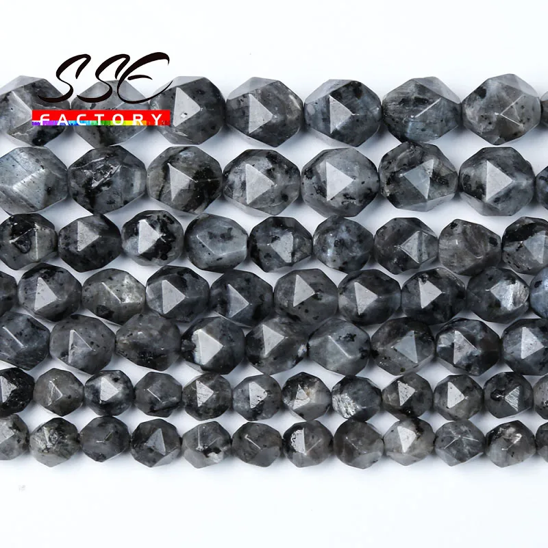 Natural Black Labradorite Beads Faceted Loose Stone Bead For DIY Making Bracelet Necklace Jewelry Accessories 6 8 10mm 15"strand image 4
