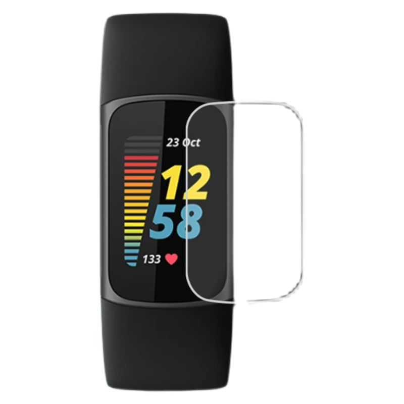 5x Soft TPU pellicola protettiva trasparente adatta per-Fitbit Charge 5 Smart Band Wristband accessori per la protezione dello schermo