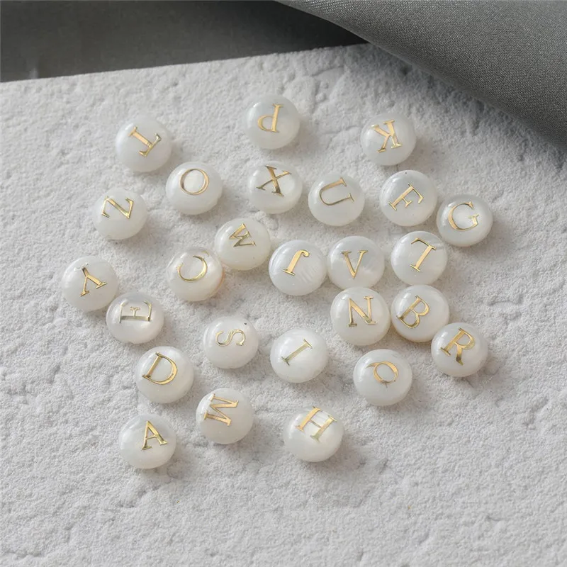 

52pcs/lot copper Arabic letters core 8mm goemtry rounds shape Straight hole shells beads diy jewelry earring/bracelet accessory