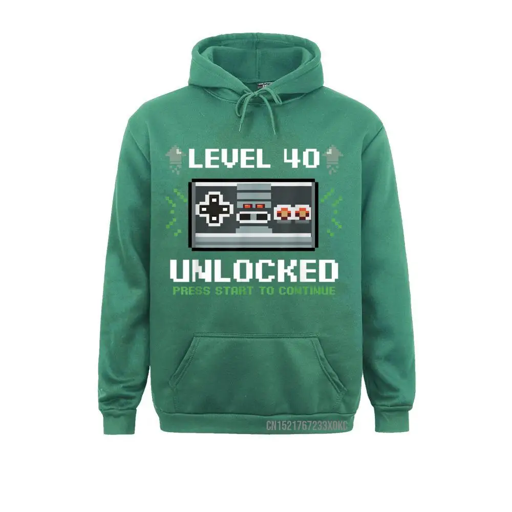 Level 40 Unlocked Funny Video Gamer 40th Birthday Gaming Hoodie Sweatshirts Street Fashion Men Ostern Day Hoodies Hoods