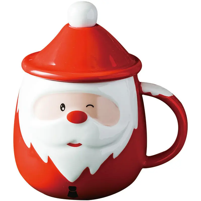 

Christmas Mug New Year Santa Claus Ceramic Cup Cute Large Capacity Breakfast Milk Cup Kawaii Mug Gift Box Christmas Gift 450ml