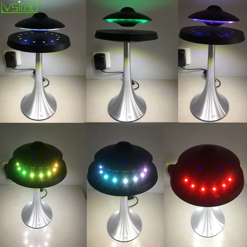 Magnetic Suspension Levitating Led Table Lamp With UFO Speaker Bluetooth Surround Sound BT Speaker Creative Gifts Night Lights