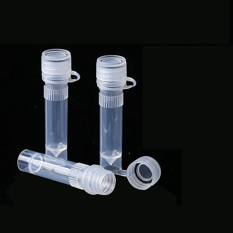 500pcs/bag 1.5ml Transparent Plastic Frozen Storage Tube, Screw Cap Cryogenic Sample Vials, Lab Freezing Tube with Lid Clear