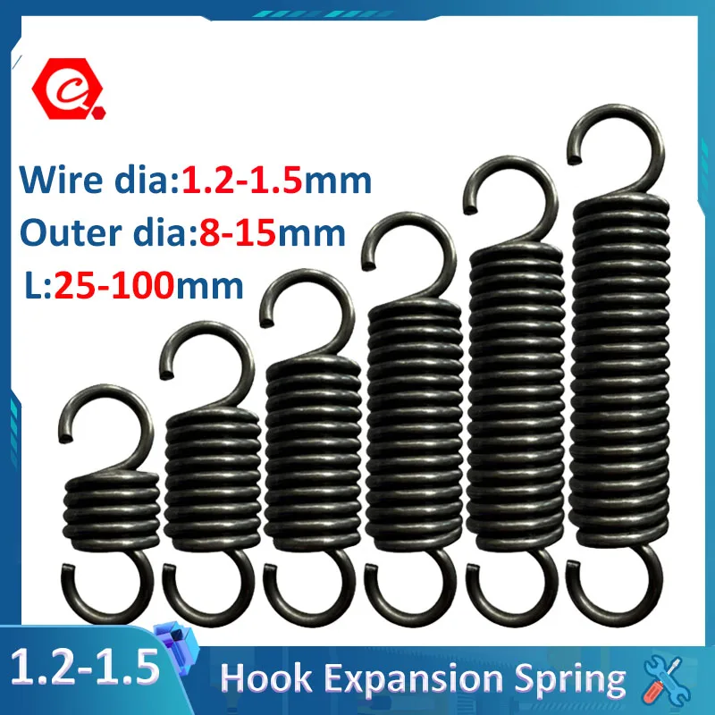 

2/5Pcs Open Hook Tension Extension Springs Pullback Spring Draught Spring Wire Diameter 1.2/1.5mm Outer Diameter 8/9/10/12/15mm