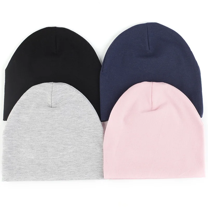 Children\'s Beanie Pure Color Simple Cotton Elastic Popular Style Cute Boys Hat Girls skullies Caps baby kid Soft Bonnet Beanies