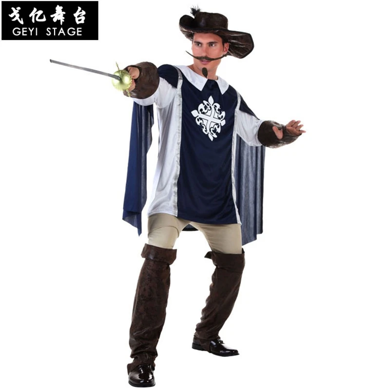 Bambini adulto blu tre moschettiere Costume greco romano guerriero cavaliere costumi per ragazzi carnevale di Halloween Mardi Gras Fancy Dress