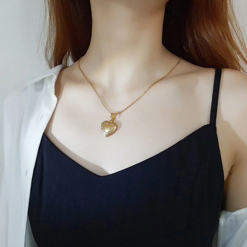Vnox personaliza colares femininos com nome de imagem, pingente de medalhão de coração, presente de aniversário personalizado com imagem de família
