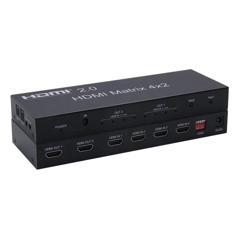 4K Hdmi Matrix Switch 4X2 Hdmi 2.0 Matrix Switch Ondersteuning 4K @ 60Hz 3D-fullhd 1080P Ondersteuning-4 Ingang 2 Uitgang Matrix Switch