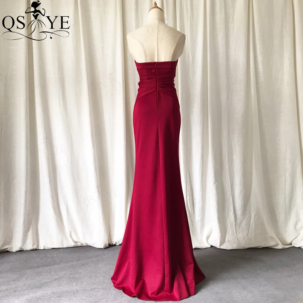 QSYYE-vestido de noche rojo con escote Corazón y botones, elegante, fruncido, elástico, Formal, Sexy, con abertura