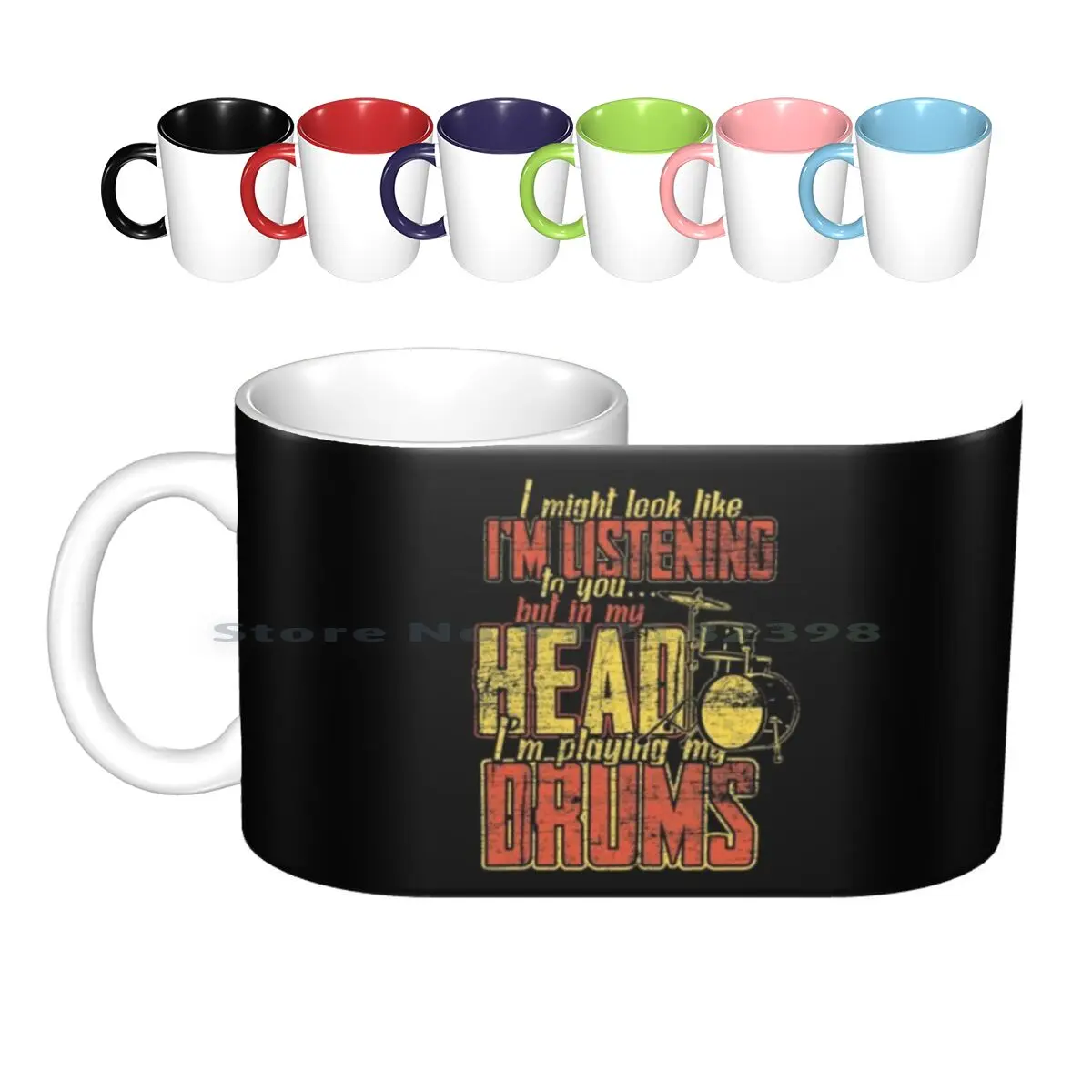 Drummer Drums Ceramic Mugs Coffee Cups Milk Tea Mug Drums Drummer Drum Music Musician Musical Instrument Tape Concert Music