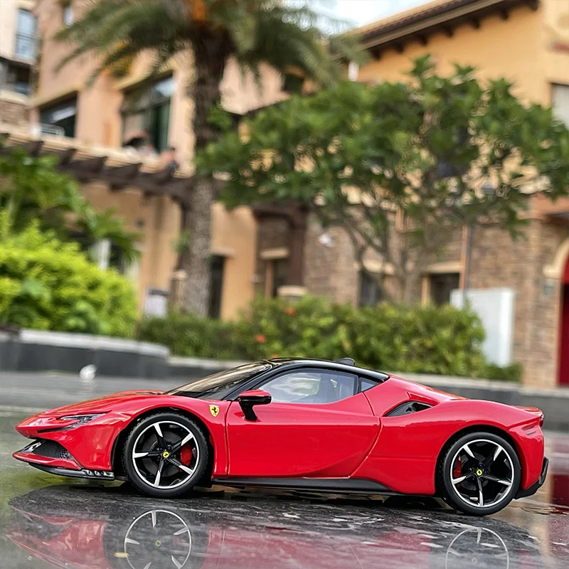 Bburago 1:24 Ferrari SF90 Alloy Sports Car Model Diecast Metal Toy Vehicles Car Model Collection High Simulation Childrens Gifts