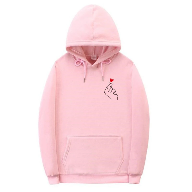 

New Arrivals Sweatshirt and Hoody Ladies Oversize K Pop Love Heart Finger Hoody Casual Autumn Men Women Hoodies Harajuku