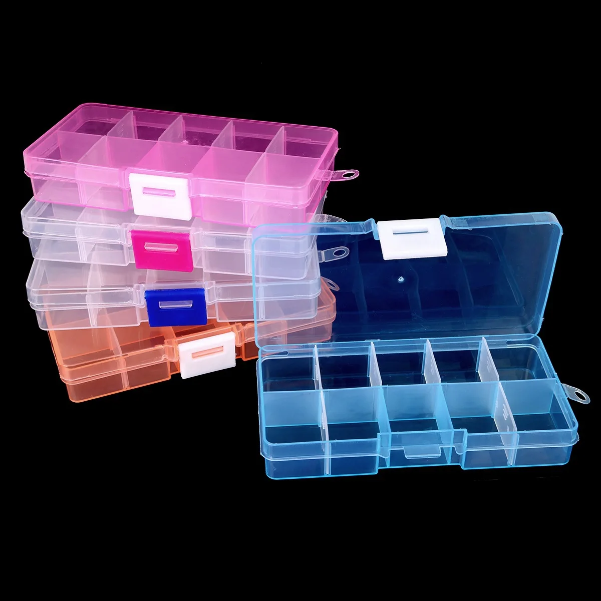 5pcs Plastic Storage Jewelry Box Compartment 10 Slots Adjustable Container for Beads Earring box for Small Things Rectangle Case