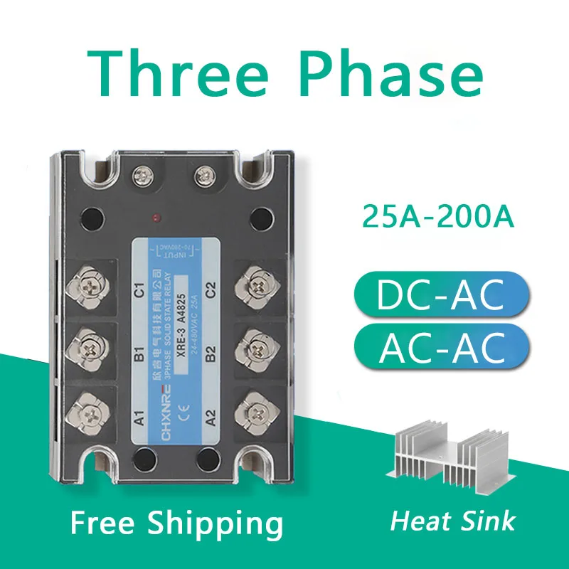 

Plastic shell solid state relay 25A~200A DA AA three-phase DC control AC 480V relay SSR-25DA 40DA 60DA