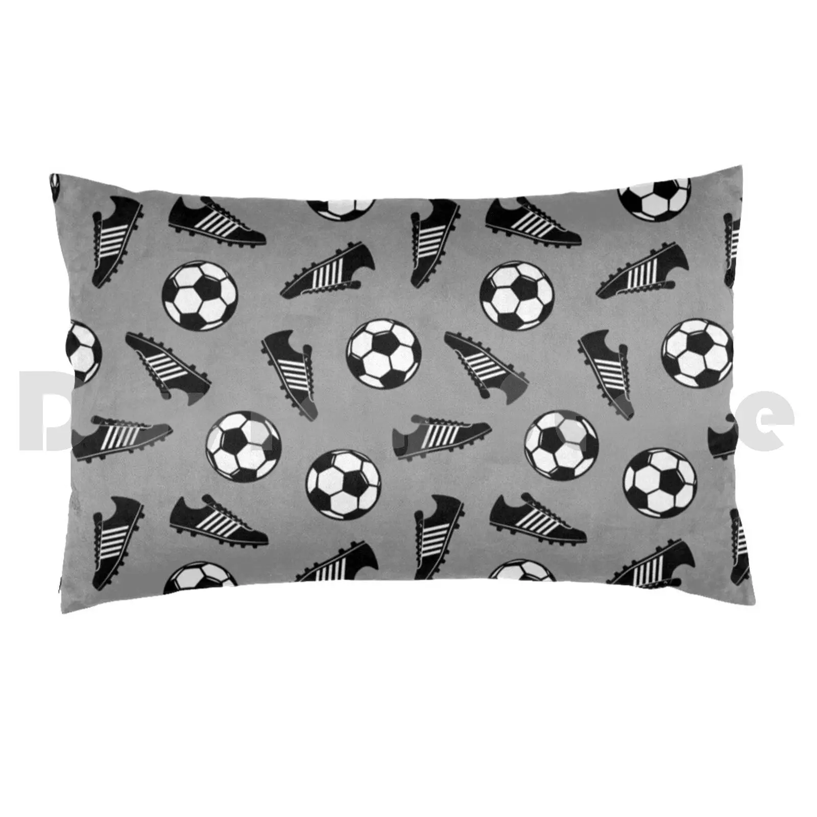 Soccer Balls And Cleats-Gray Pillow Case Printed 50x75 Soccer Soccer Cleats Soccer Ball Sports Shoes