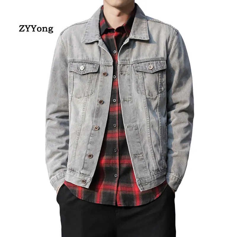 Autumn European Style Cotton Hip Hop Bomber Pilot Black Gray Blue Denim Jacket Men Jean Coat Motorcycle Youth Clothing Overcoat