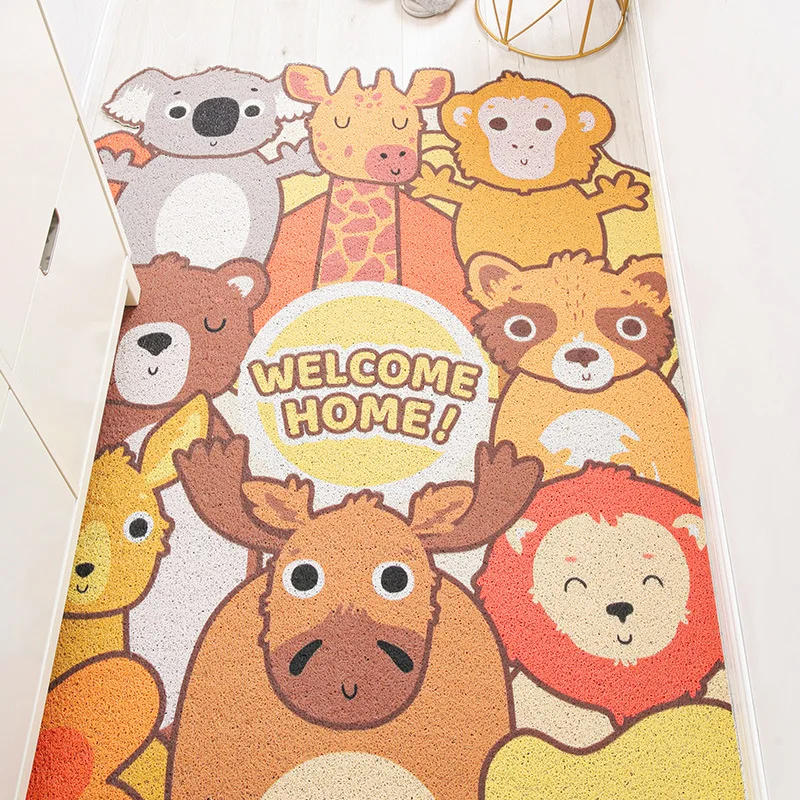 

Anti-slip Entrance Door Mat Carpet Home Hallway Living Room Bedroom Mats Carpet Cuttable Cartoon Pattern Cute Animals Door Mats