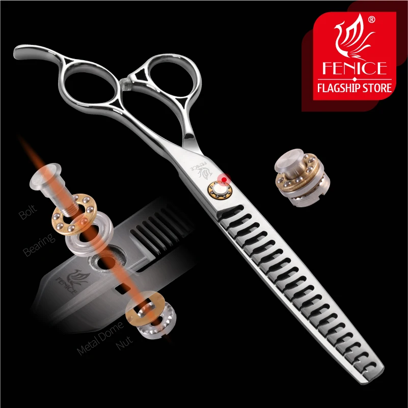 Fenice JP 440C Pet Grooming Scissors 6.5/7 Inch Bearing Screws Thinning Shears for Professional Dog Groomer Tools 30/75% Rate