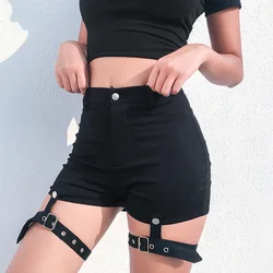 Hot Shorts Sexy short Jeans Women Casual denim booty shorts Hollow Out Bandage Punk High Waist Slim Black denim shorts Women