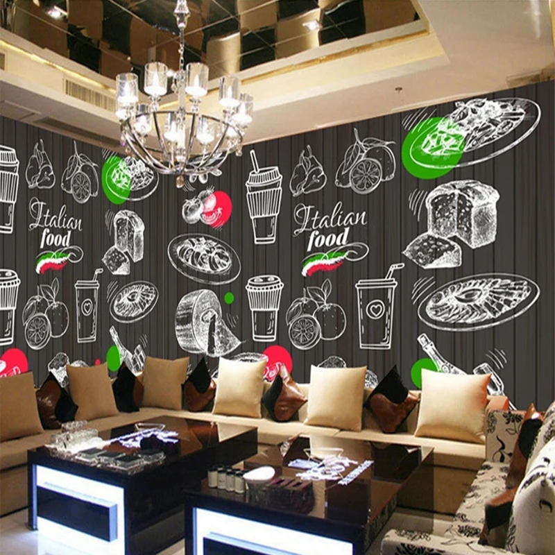 Custom 3D Mural Sketch Bread Snack Food Summer Juice Milk Tea Dessert Photo Wallpaper Restaurant Shop Bar Background Wall Paper