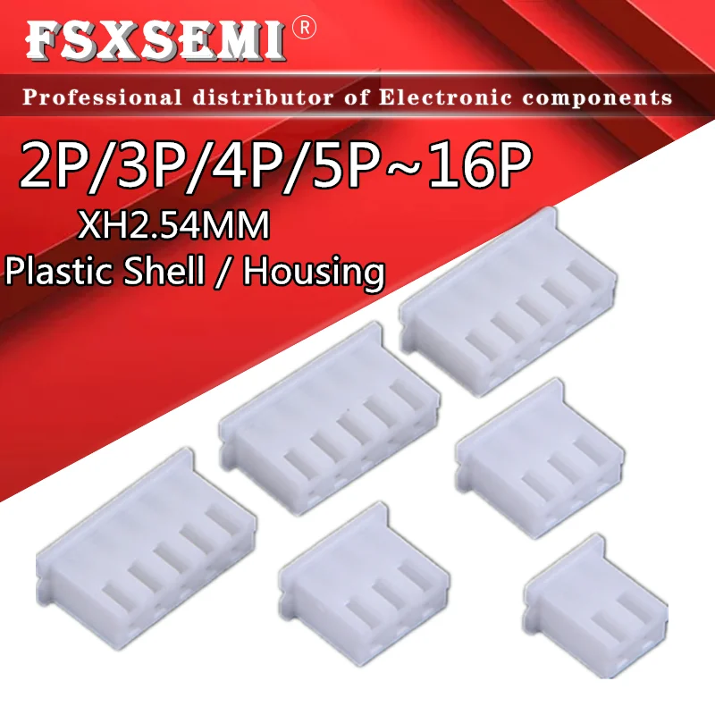 50pcs XH2.54mm Plastic Shell Header Housing XH-Y 2P/3P/4P/5P/6P/7P/8P/9P/10P/11P/12P/13P/14P/15P/16P White connector 2.54mm