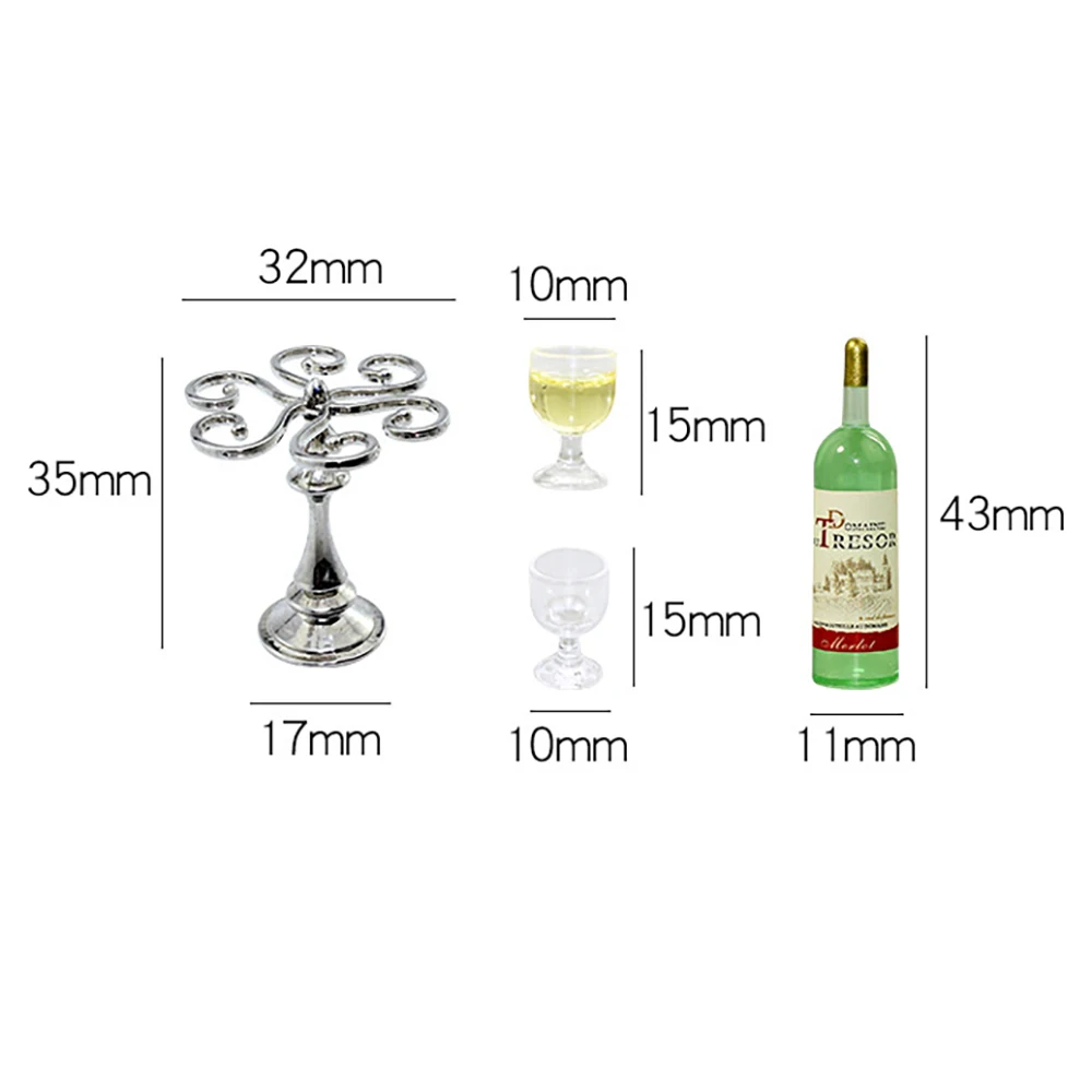 1Set 1/12 Dollhouse Miniature Accessories Mini Wine Glass Rack And Wineglass Bottle Model Simulation Toy for Doll House Decorate