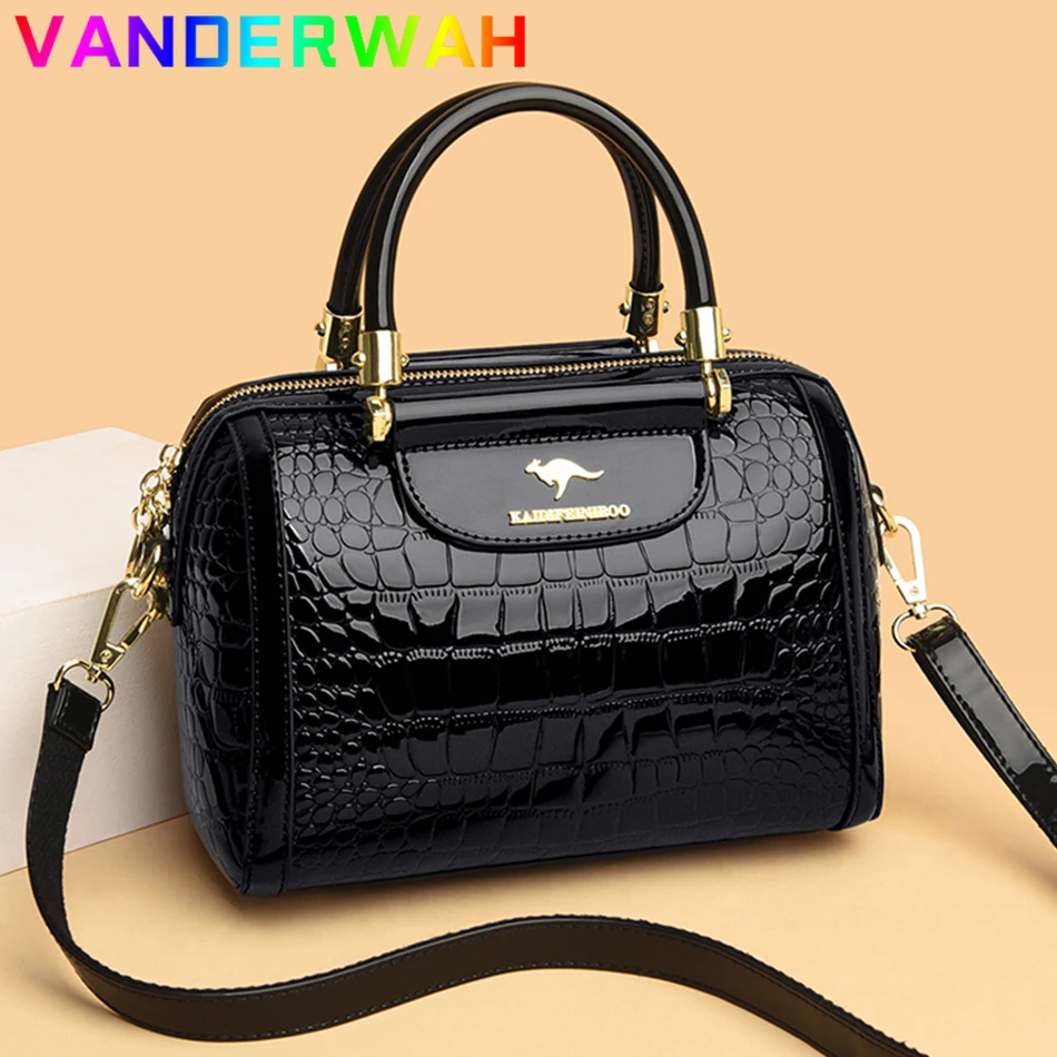 Imagem -02 - Bolsas de Couro de Patente para as Mulheres Padrão de Crocodilo Ombro Crossbody Bolsa Mensageiro Bolsas Designer de Luxo Novo