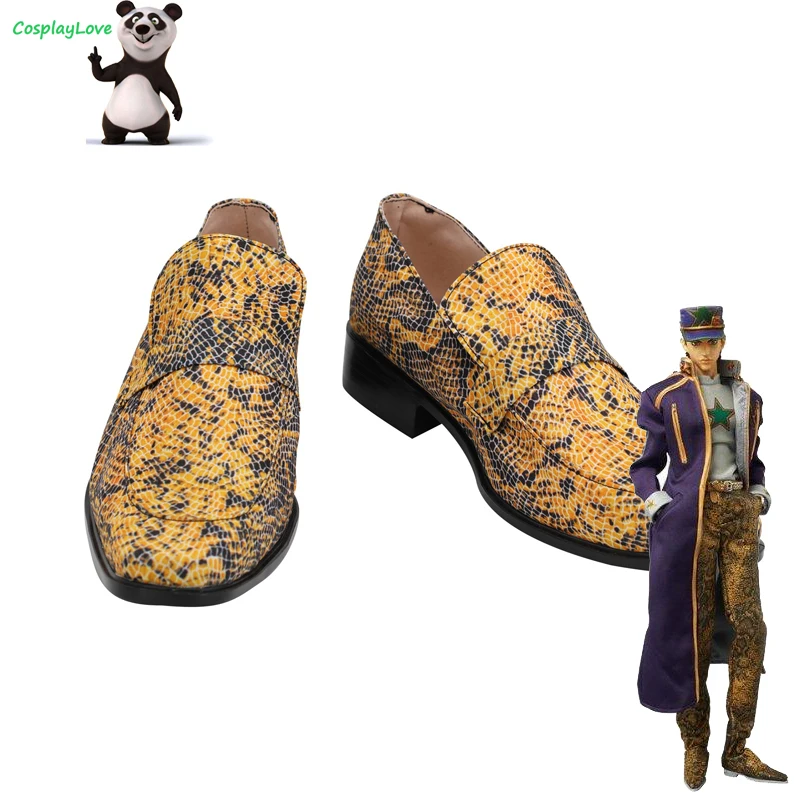 Jojo'S Bizarre Adventure:Stone Ocean Jotaro Kujo Python Pattern Shoes Cosplay Boots Newest Custom Hand Made For Halloween