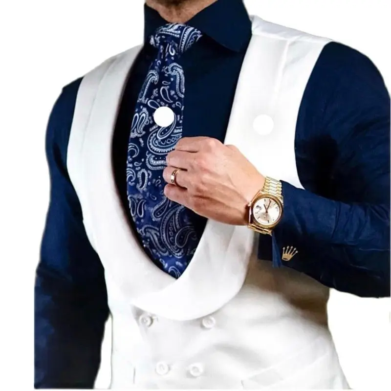 Customize Handsome Double Breasted Mens Waistcoat Dinner Party Prom Vests For The Groom Tuxedos OK:010