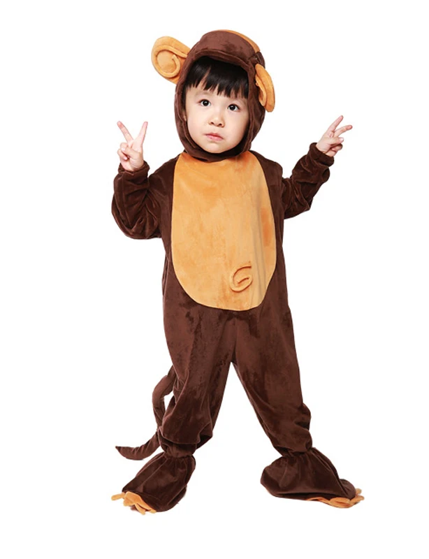 Boy Girl Animal Onesie Monkey Pajamas Child Kid Halloween Purim Book Week Monkey Cosplay Outfit Sleep Wear Fancy Dress