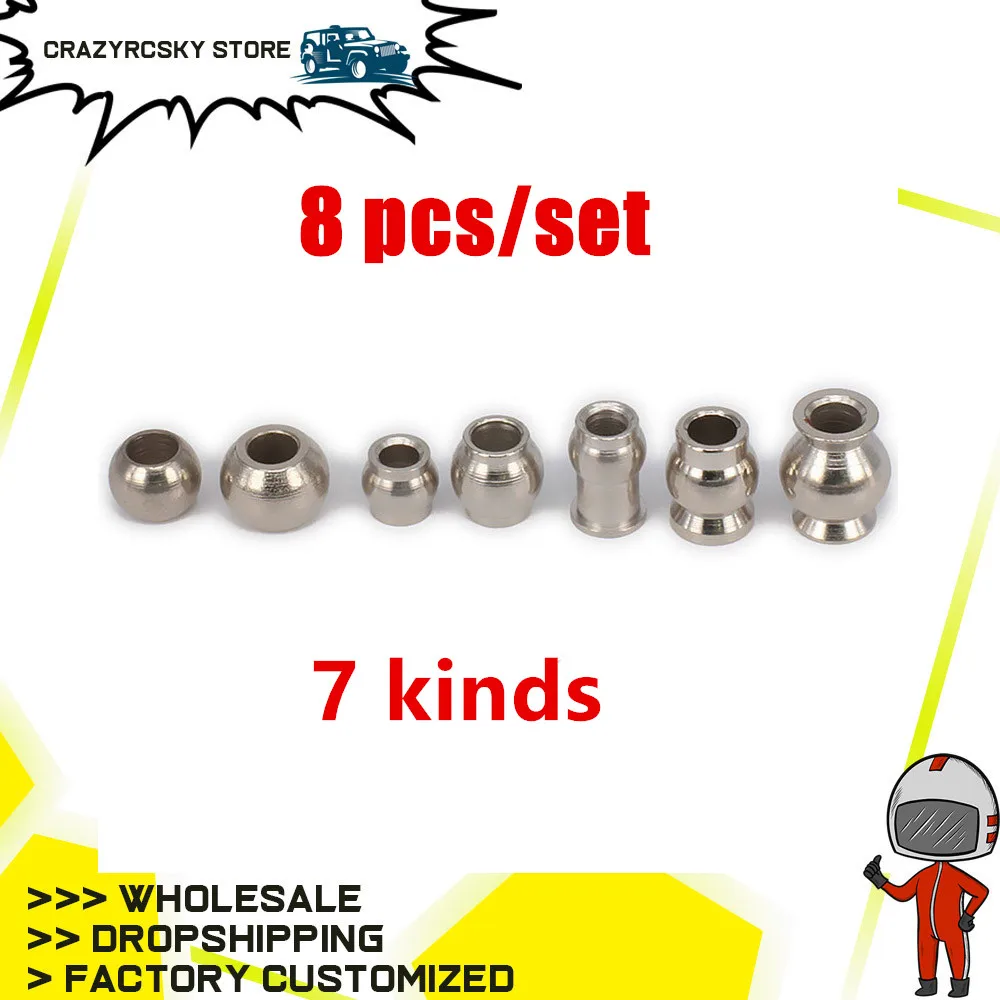 8pcs Ball Head Of Shock Absorber Damper 1/8 1/10 1/16 1/18 Rc Model Car Tpy Spare Parts For Hpi Losi Axial Redcat Himoto