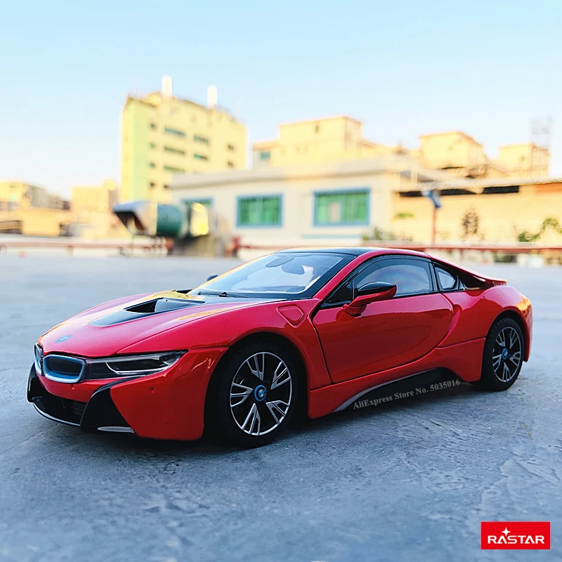 Rastar 1:24 BMW i8 red concept car super running static model alloy car toy collection Christmas gift model car