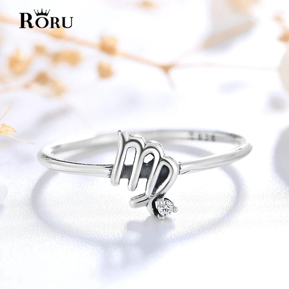 Virgo Twelve Constellation Ring Solid 925 Silver Ring for Women Girl Size 6/7/8/9/10 Fine Jewelry Finger Ring Anniversary Gifts