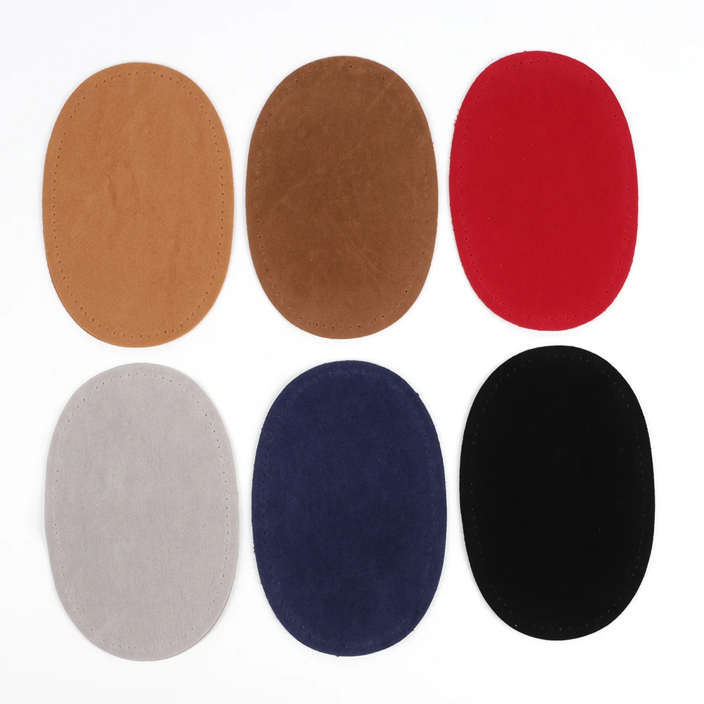 Genuine Suede Leather Patch with Pin Hole DIY Oval Soft Leather Sheet for Cardigan Clothes Bag Handbag Sewing Accessories 14*9cm