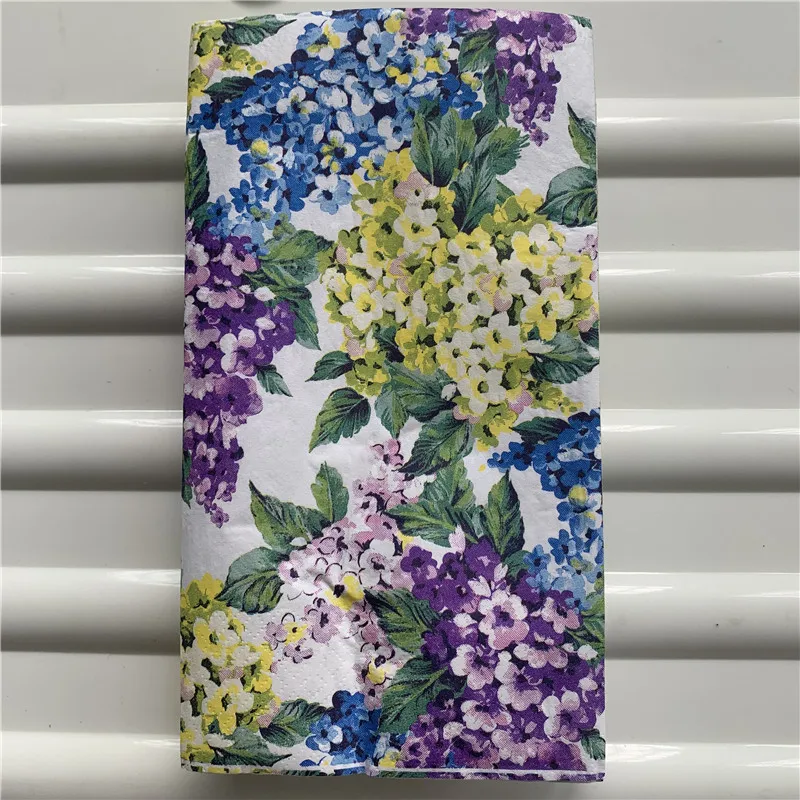 15 decoupage wedding vintage napkin paper elegant tissue purple green blue flower craft birthday party serviettes decor 33*40cm