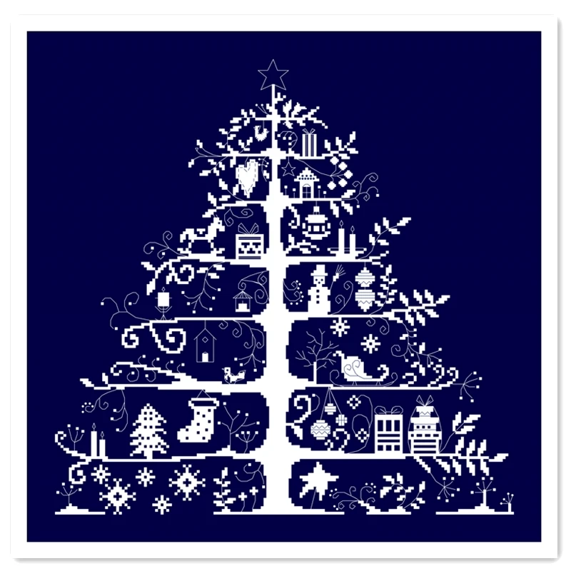 Kit punto croce albero di natale X-mas design semplice 14ct 11ct tessuto blu intenso filo di cotone ricamo ricamo fatto a mano fai da te