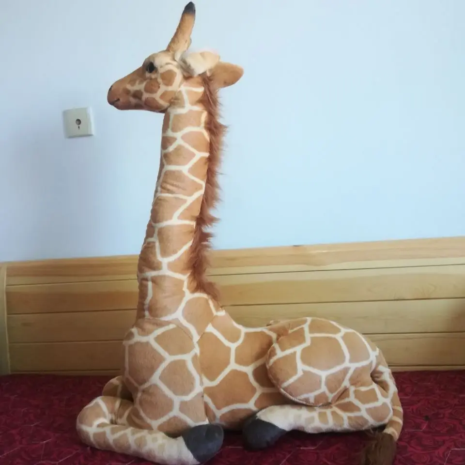 

huge 95x70cm lovely prone giraffe plush toy simulation giraffe doll birthday gift b0698